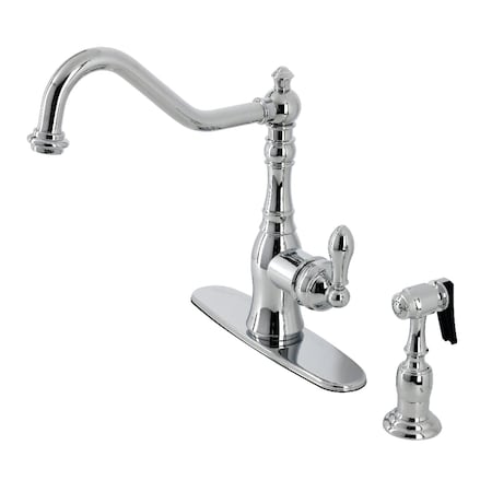 Gourmetier GSY7701ACLBS Single-Handle Kitchen Faucet with Brass Sprayer, Polished Chrome GSY7701ACLBS